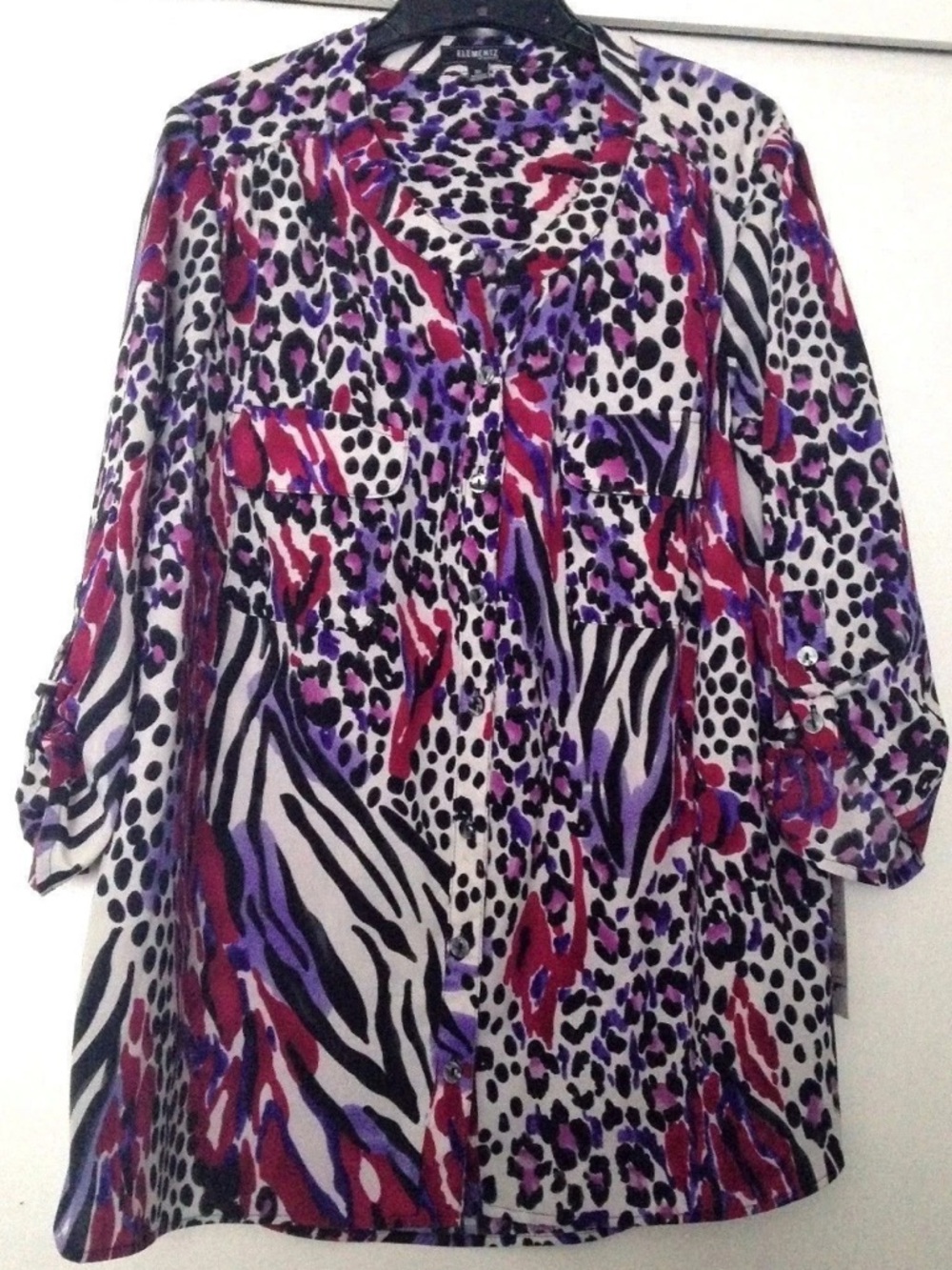 Elementz Purple n Animal Print Blouse, 2X